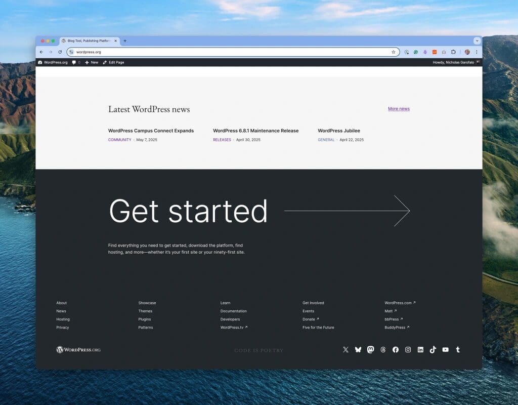 Ikon sosial di WordPress.org